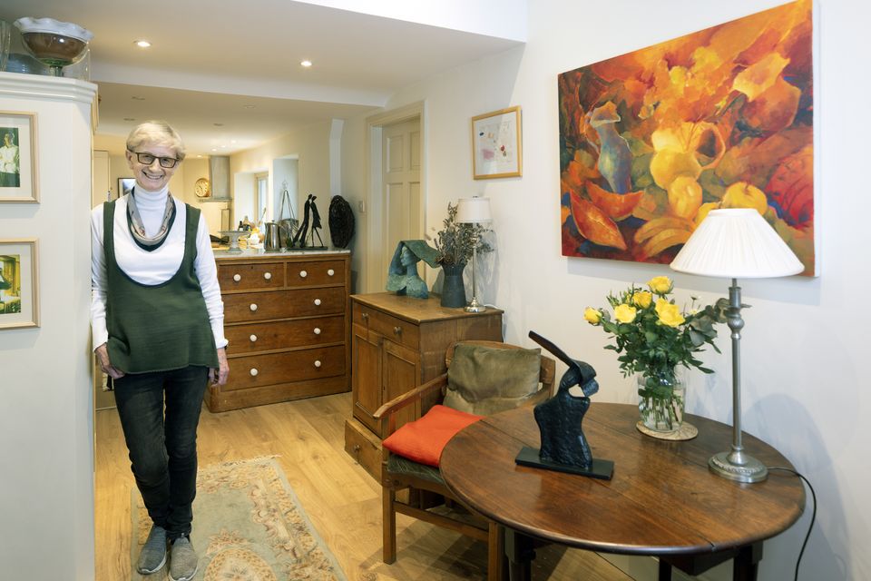 Artist Margaret Egan in the hall area of her garden apartment in south county Dublin. Photo: Tony Gavin